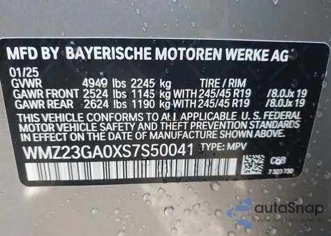 2025 Mini Countryman Cooper S from USA, damaged, VIN WMZ23GA0XS7S50041